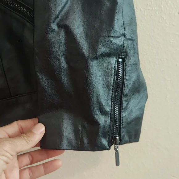 Jessica London Black Studded Leather Jacket Woman's Size 24 - Picture 6 of 9